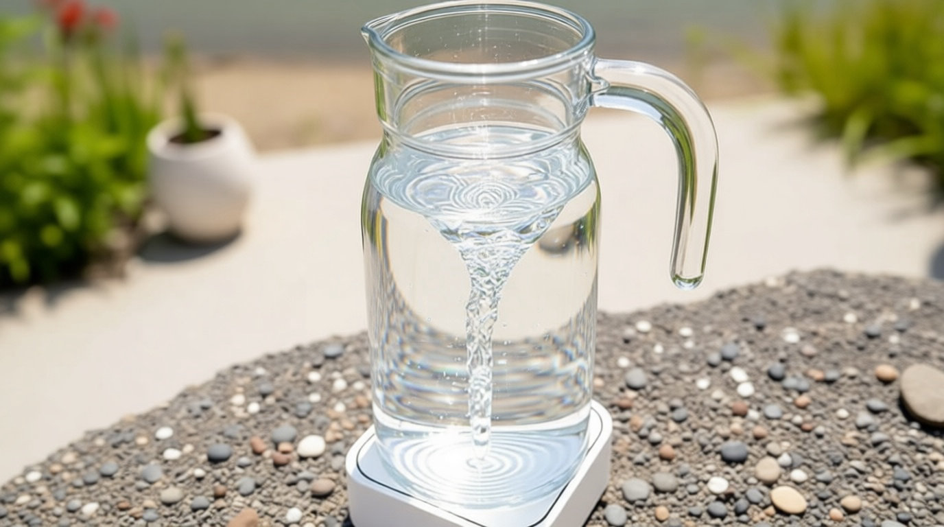 Carafe d'eau structurée sur socle