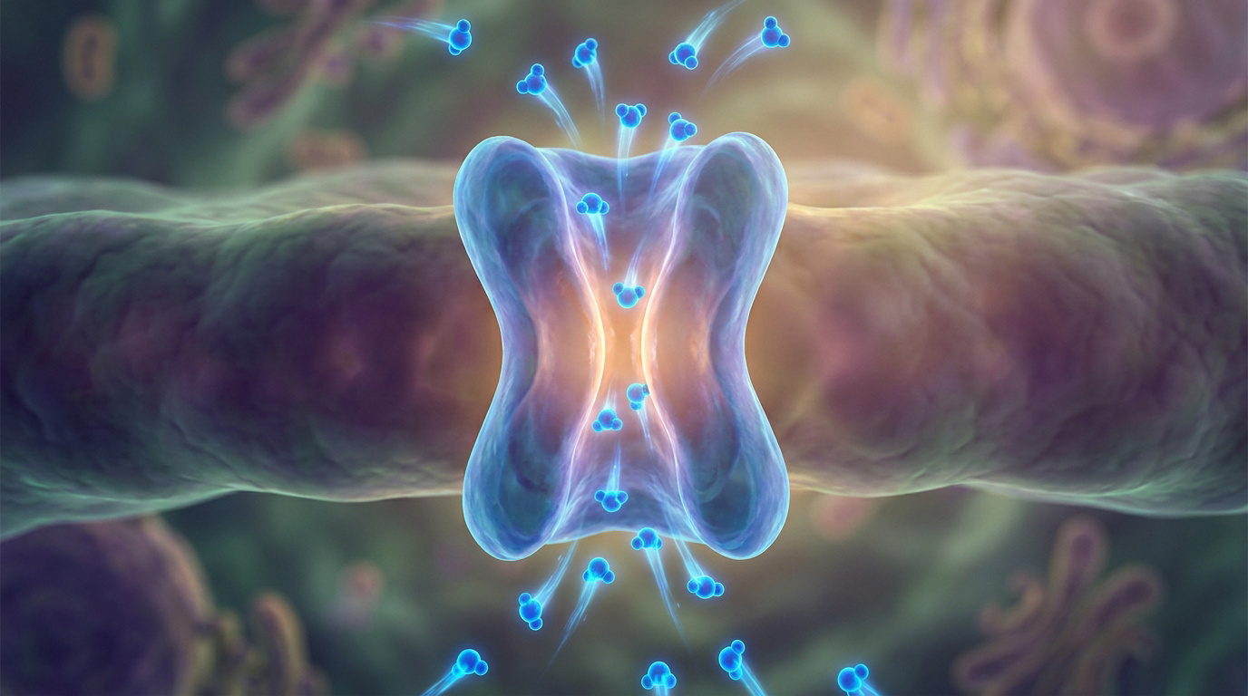 Représentation 3D d'une aquaporine laissant passer des molécules d'eau à travers une membrane cellulaire.